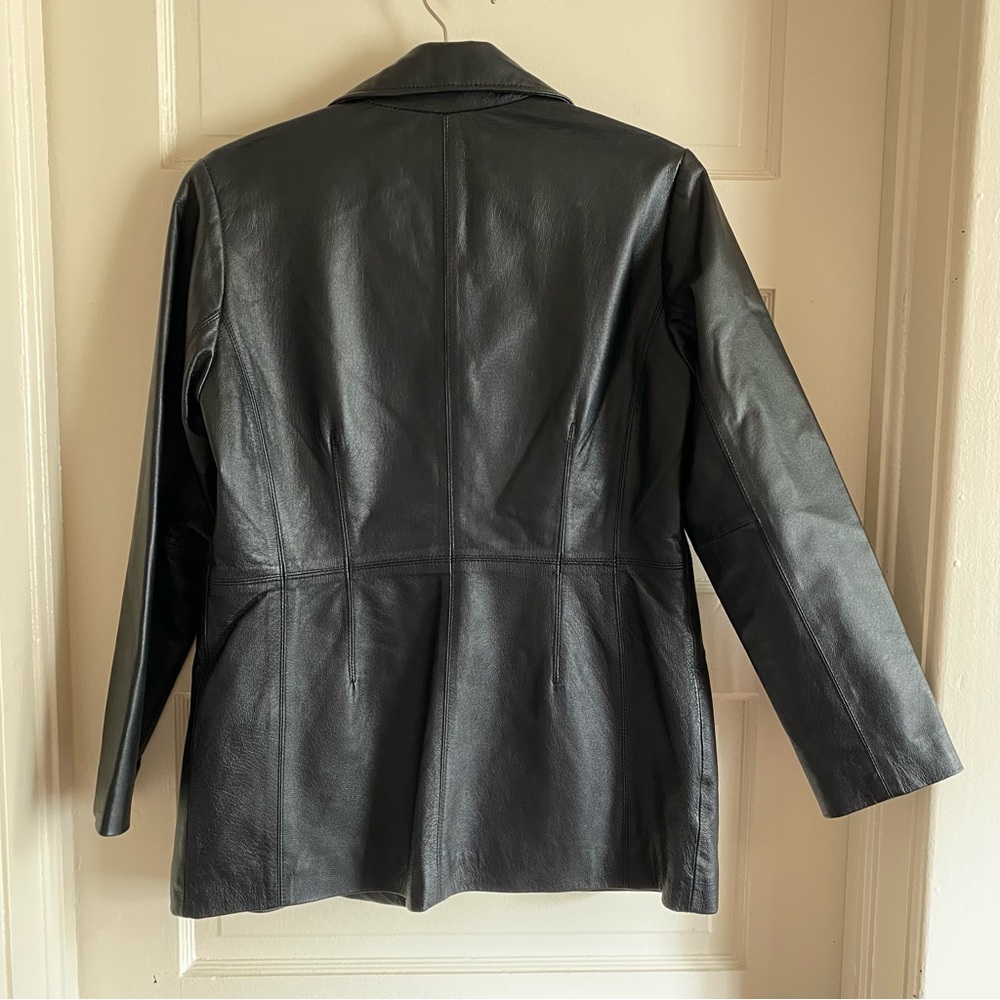 Worthington genuine petite fitted button up leather jacket - Picture 4 of 6